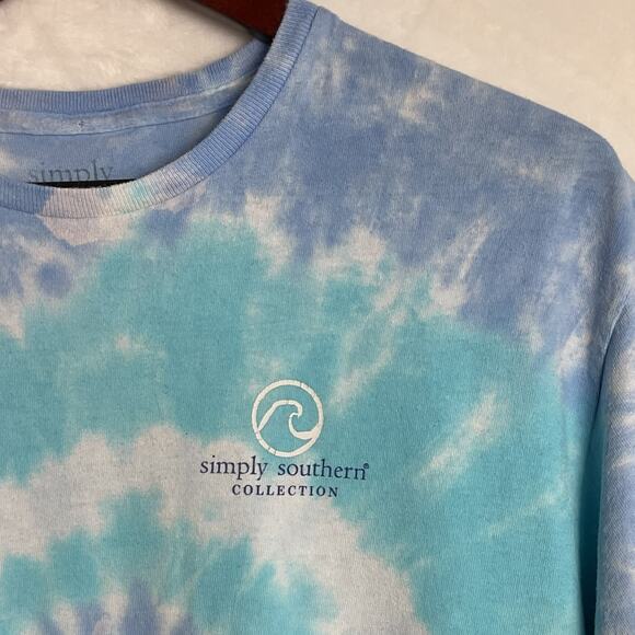 Simply Southern Tye Dye Ocean Large Cotton Visco Girl Tee - Picture 3 of 7